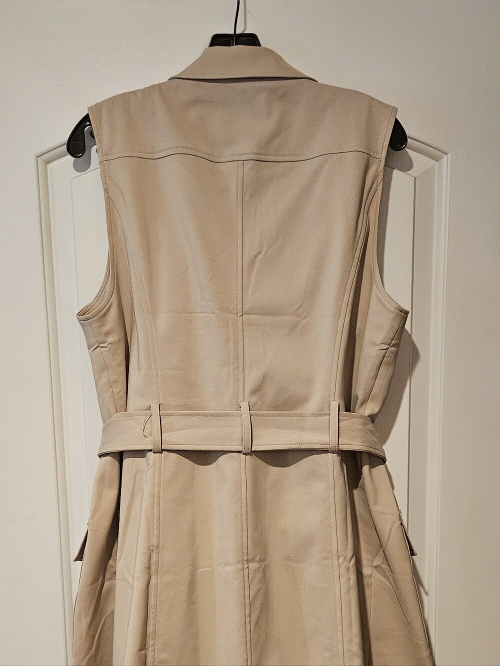Calvin Klein Sleeveless Trench Vest in Light Beige - Picture 3 of 4